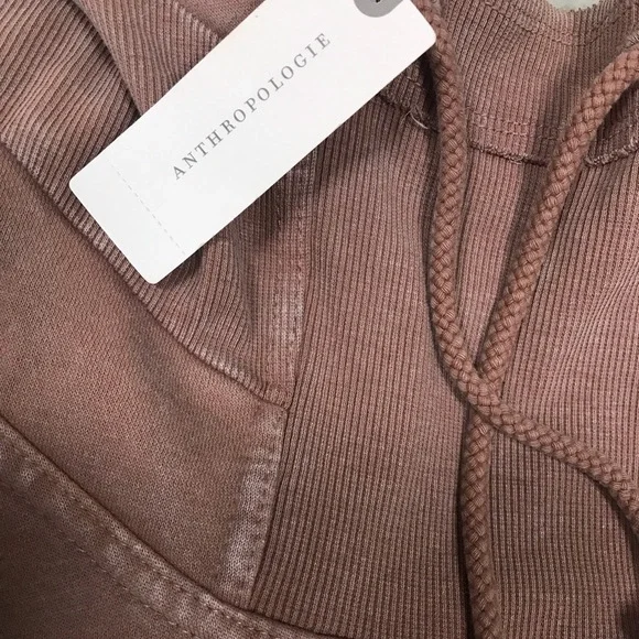 Anthropologie Daily Practice NWT, cotton mix, hooded crop. Dusty rose- M - Picture 3 of 6